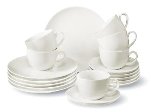 Villeroy Boch NewFreshBasic Kaffeeset 18 tlg. - Hochwertiges Porzellan Kaffeeservice für 6 Personen, spülmaschinenfest und ideal für Brunch oder Frühstück