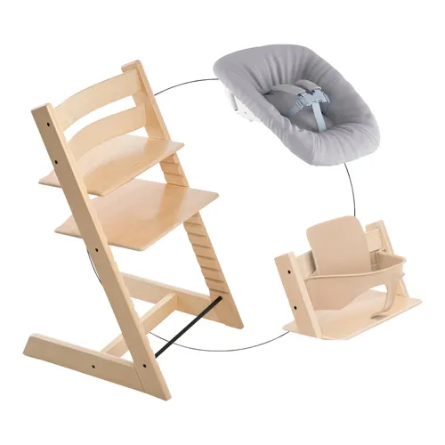 STOKKE® Tripp Trapp® Hochstuhl Buche natur inkl. Newborn SetTM Grey