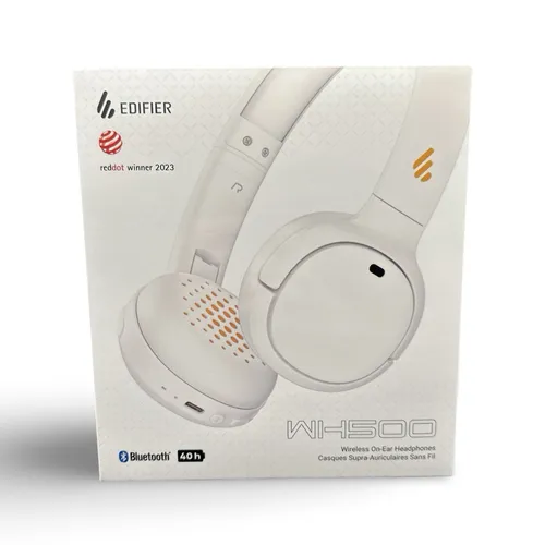 Edifier WH500 Wireless Bluetooth Kopfhörer - Faltbar & Weiß - Kopfhörer mit präziser Sprachaufnahme für klare Anrufe, faltbares Design und bequemen Memory Foam, ideal für unterwegs.