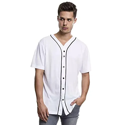 Urban Classics Herren Baseball Mesh Jersey T-Shirt, wht/blk, XXL