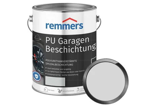 Remmers PU Garagenbeschichtung lichtgrau, matt, 5 Liter - Betonfarben - Ideal für Garagenböden mit hoher Abriebfestigkeit und rutschhemmenden Eigenschaften. 2in1 Produkt vereint Anstrich und Versiegelung, spart Zeit und Geld.