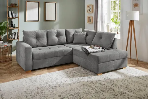 Jockenhöfer Gruppe Ecksofa Heidelberg L-Form, B: 228 cm, mit Bettfunktion, Bettkasten & Zierkissen