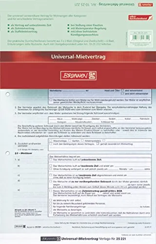 Baier & Schneider Vertragsformular Mietvertrag Universal, selbstdurchschreibend, Abheftlochung vor