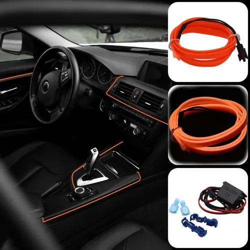 Ambiente Beleuchtung EL Lichtleiste | 12V | 2M | Orange | Innenraumbeleuchtung