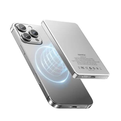 MANKIW Powerbank für MagSafe 5000mAh - Externe Handyakkus mit 20W Schnellaufladung und starker magnetischer Haftung für sichere Ladeverbindungen, ideal für iPhone 16-12 und Android-Geräte.