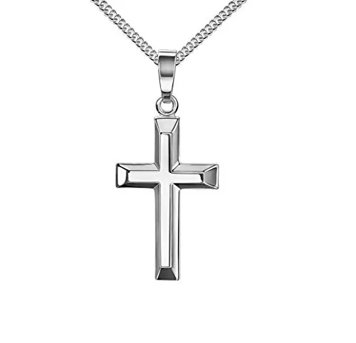 JEVELION Silberkette mit Kreuz Silberkreuz für Damen, als Kettenanhänger 925 Silber.Mit Kette 925 Silber - Kettenlänge 55 cm.
