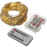 MARELIDA LED-Lichterkette Seil Jute maritim Deko - Weihnachtsbeleuchtung für Outdoor, 10m lange Lichterkette mit 200 warmweißen LEDs und 8 Funktionen, ideal für stimmungsvolle Dekoration im Außenbereich.