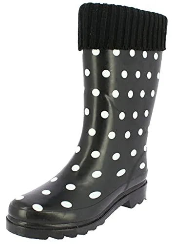 Beck Damen Dots Gummistiefel, Schwarz, 39 EU - Wanderschuhe aus hochwertigem Gummi mit stylischem Punktedesign, ideal für nasse Bedingungen und Outdoor-Aktivitäten.