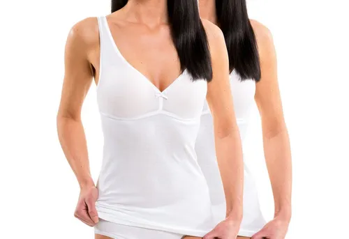 HERMKO Unterhemd 175803860 2er Pack Damen BH-Hemd - Unterhemden für Damen, aus hochwertiger Baumwolle-Modal-Mischung für optimalen Tragekomfort und eleganten Look. Ideal für Cup B & C, mit feinem Unterbrustband und zierlichem V-Ausschnitt.