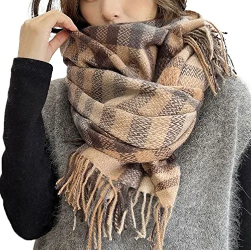 Bakicey Damen Schal XXL Warm Weich Strickschal Karo Winterschal Herbstschal Wolleschal Frauen Deckenschal Halstuch Scarf Poncho Cape, 2, 3XL