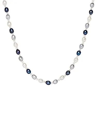 Valero Pearls Perlenkette aus Süßwasser-Zuchtperlen, silber - Elegante Perlenkette aus edlen Süßwasser-Zuchtperlen in maritimen Farben, ideal für stilvolle Akzente. Hochwertige Verarbeitung mit Sterlingsilber-Verschluss und weichem Fall für ein luxuriöses Tragegefühl.