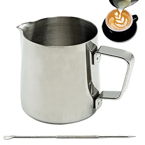 SZXMDKH 200 ml Edelstahl-Milchkännchen, Milchaufschäumkrug mit Messmarkierung, perfekt für Barista, Cappuccino, Espresso (200 ml)