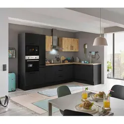 Küchenblock mit E-Geräten CORNWALL VII - braun - Küchenzeilen mit integriertem Ecke-Backofen, Geschirrspüler und Mikrowelle für optimale Raumausnutzung und modernen Komfort.