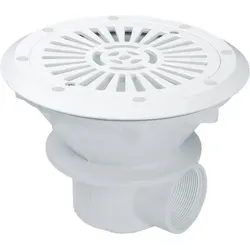 Weißer Hintergrundabfluss - Liner für Pools - Bodenablauf Ø 230 mm für Polyester- und Betonpools, mit Anti-Wirbel-Deckel für optimalen Schutz der Poolpumpe und einer maximalen Durchflussmenge von 13 m³/h.