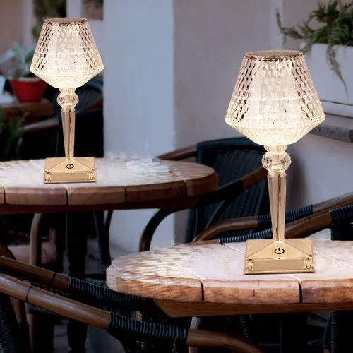 LED Tischleuchte Kristallleuchte mit Touchdimmer, 2er Set - Tischleuchten für stilvolle Akzente im Wohnraum, dimmbar mit Touchdimmer und akkubetrieben für flexible Nutzung drinnen und draußen.