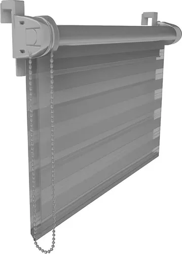 FURNIFY® Doppelrollo 65 x 150 cm Fensterrollo Tag-Nacht ohne Bohren, Kettenzug mit Stopper | Klemmfix Zebrarollo: Grau