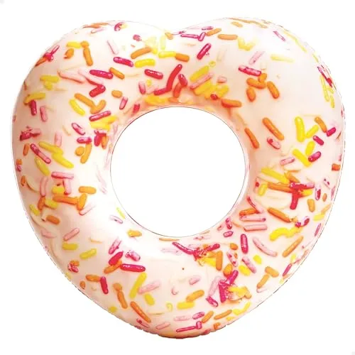 Intex 56253NP - Aufblasbarer Schwimmring Herz-Donut mit Zuckerstreuseln, Vinyl, Mehrfarbig, 94x89x25 cm