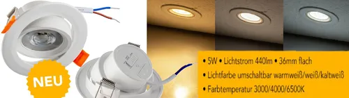 LED Einbau Strahler 5W 3000-6500K Einbauleuchten Decken Leuchte Einbau Spot 230V