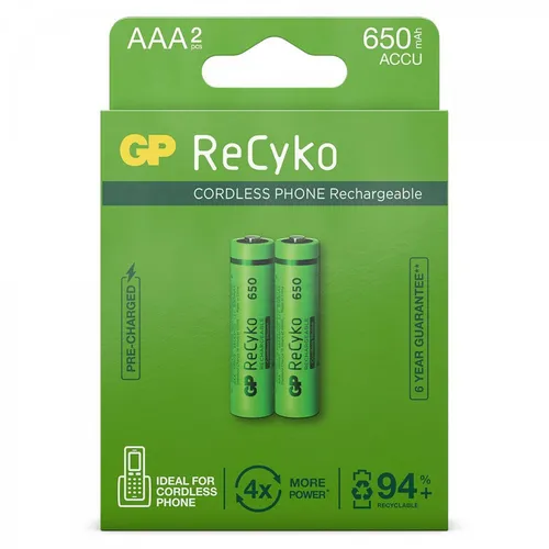 1x2er Blister-GP Akkus NIMH AAA Micro HR03 650 mAh für DECT Phone