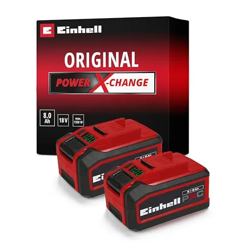 Original Einhell Akku PXC-Twinpack 18V 5-8 Ah - Leistungsstarkes Twinpack mit 2x 5-8 Ah Akkus für alle PXC-Geräte. Ideal für vielseitige Anwendungen und ausgestattet mit Ladezustandsanzeige und Batteriemanagementsystem.