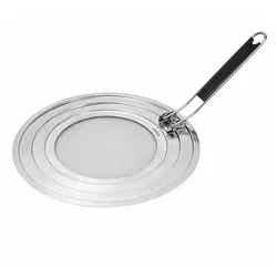 WESTMARK Spritzschutzdeckel für Töpfe und Pfannen mit Ø 20, 24 und 28 cm, Hitzeisolierter Griff schwarz|silberfarben