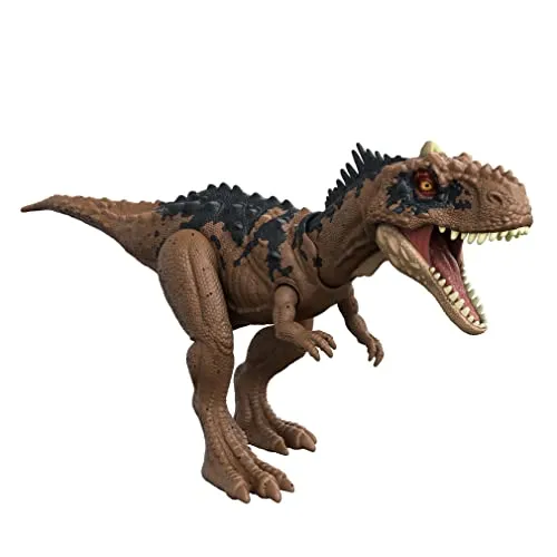 Jurassic World Roar Strikers Rajasaurus - Actionfigur eines 33 cm großen Rajasaurus mit Geräuschen und beweglichem Kiefer für spannende Dino-Abenteuer. Inklusive Augmented Reality-Funktionen für ein interaktives Spielerlebnis!