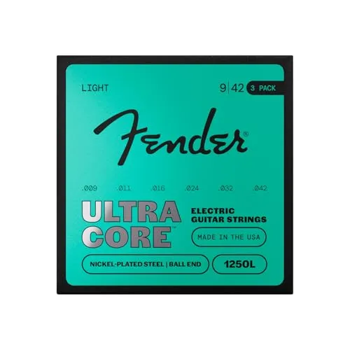 Fender 1250 Ultracore™ Gitarrensaiten – 3er-Pack, vernickelt, .009-.042 - Hochwertige Gitarrensaiten für anspruchsvolle Spieler. Der verstärkte UltraCore-Draht sorgt für exzellente Stimmungsstabilität und klaren Klang. Ideal für langlebige Performance und präzise Ansprache.