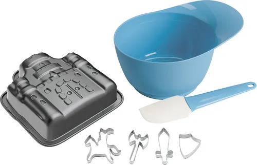 Kinder Backset Ritter Rührschüssel Teigschaber Ausstecher Backform Förmchen