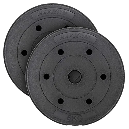 MAXXIVA® Hantelscheiben-Set Zement 2 x 5 kg Ersatz-Gewichte Gewichtsscheiben für Krafttraining Kraftsport Fitness-Zubehör Gewichtheben 10 kg 2x5kg
