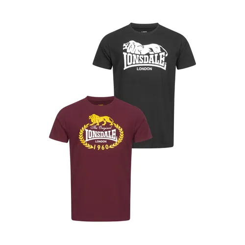 Lonsdale T-Shirt 2er-Pack - Rundhalsshirts aus 60% Baumwolle und 40% Polyester, sportlich und pflegeleicht, ideal für den Alltag oder Sport.