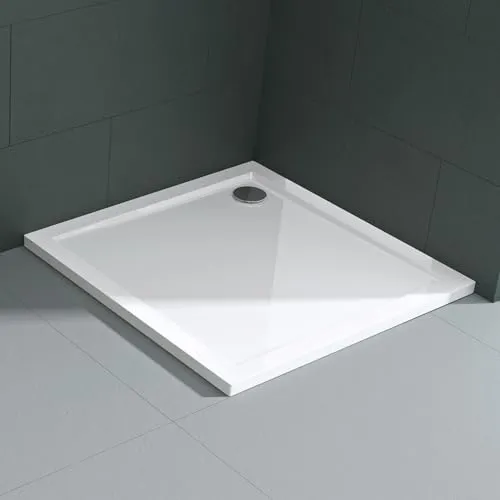 Mai & Mai Duschwanne 80x80cm Quadratisch Weiß - Duschwanne aus hochwertigem Acryl, inkl. Ablaufgarnitur, rutschhemmende Oberfläche für Sicherheit und einfache Installation, ideal für moderne Badezimmer.