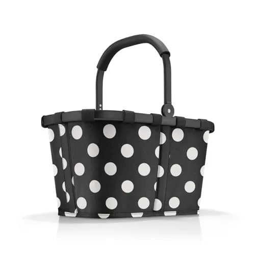Reisenthel Carrybag Frame Dots White - Vintage-Einkaufstasche mit Innentasche, standfest und ideal für sicheres Shoppen