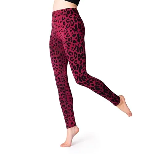 PANASIAM Leggings Leo in Rot, Größe L - Handgefertigte Leggings mit einzigartigem Leo Print aus Thailand. Pflegeleicht und farbecht dank hochwertiger Farben. Bequemer Gummibund für optimale Passform und Tragekomfort aus 95% Viskose und 5% Elasthan.