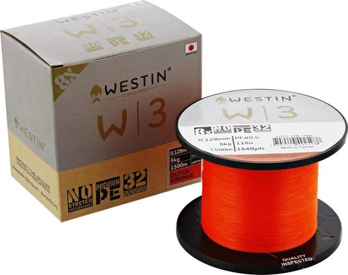 Westin W3 8-BRAID DUTCH ORANGE 0,165MM 1500M/1640YDS 7,9KG 17LBS PE 1.0