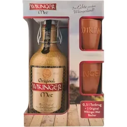 Wikinger Met Original 11% Vol. im Tonkrug mit 2 Bechern - Genießen Sie den Wikinger Met Original im rustikalen Tonkrug mit 2 passenden Bechern. Ideal für gesellige Runden, bietet dieser Honigwein ein vollmundiges Aroma und ist ein perfektes Geschenk für Mittelalterfans.