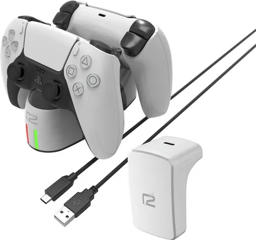 Ready2gaming PS5 Ultimate Charging Set - PlayStation-Ladegerät mit DualSense-Ladestation, 2 Ladeanschlüssen und Ladezustandsanzeige für schnelles und bequemes Aufladen Ihrer PS5 Controller.