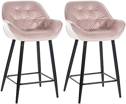 CLP Barhocker Gibson Samt 2er Set, Sitzhöhe 76 cm, pink in pink von CLP