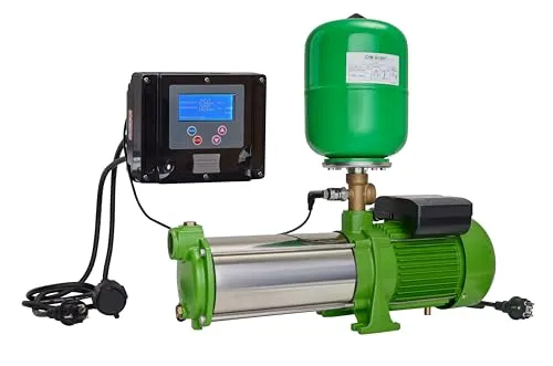 CHM GmbH® Kreiselpumpe Gartenpumpe Edelstahl 1,5 KW - Hydraulikkreiselpumpen mit Inverter Drehzahlsteuerung für konstanten Druck, hohe Fördermenge von bis zu 8400 L/h und 8,4 Bar Druck - ideal für effizientes Bewässern im Garten.