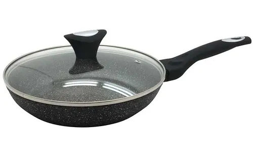Klausberg 7037 Bratpfanne mit Glasdeckel Pfanne Antihaft und Kratzfest Marmor