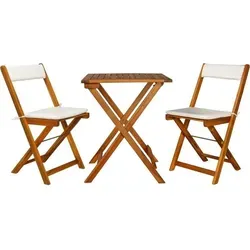 The Living Store 3-tlg. Bistro-Set Klappbar mit Auflagen Massivholz Akazie - Braun