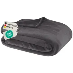 Kuscheldecke Cashmere Touch 180x220 cm - NYVI - Bettdecken in Anthrazit, kuschelweich aus 100% Polyester Mikrofaser, warm und ideal für gemütliche Abende auf dem Sofa. OEKO-TEX® zertifiziert für höchste Qualität.