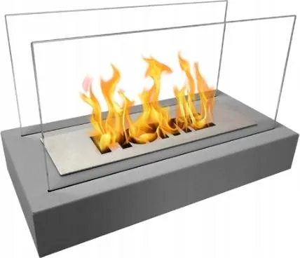 Freistehender Biokamin 36 x 18 x 22 cm Home Grau Strukturmatt