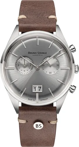 BRUNO SÖHNLE Herrenuhr Merano Chronograph 17-13233-241 - Elegante Herrenuhr mit Edelstahlgehäuse und hochwertigem Kalbslederband. Der präzise Chronograph und das Saphirglas bieten Funktionalität und Stil – ideal für jeden Anlass.