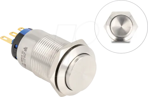 DELOCK 20985 - Drucktaster Edelstahl, M19, 3 x Lötanschluss, IP65