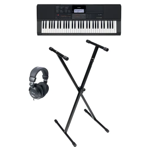 Casio CT-X700 Standard - Set mit Keyboardständer - Casio CT-X700 - 61 Tasten mit anschlagsdynamischem Piano-Look. Leistungsstarke AiX Sound Source und vielseitige Klangfarben. Inklusive stabiler Ständer für optimalen Spielkomfort.