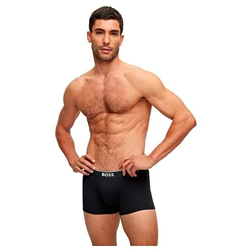 BOSS Herren Boxershorts 3er-Pack (XL) - Schwarz, Grau, Weiß - Herrenunterhosen aus weicher Baumwollmischung mit Stretch für optimalen Komfort. Der mittelhohe Bund und die charakteristischen BOSS Details sorgen für einen modernen Look.