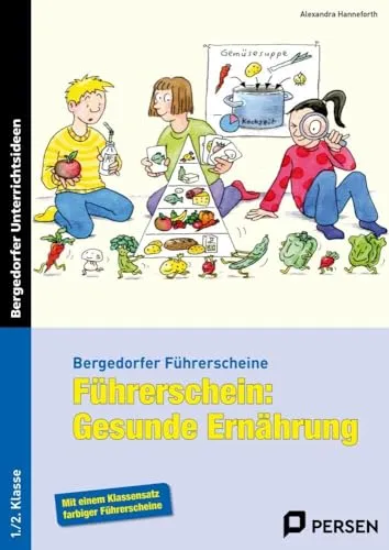 Führerschein Gesunde Ernährung für Kinder - Lehrmaterial für die 1. und 2. Klasse, fördert gesunde Essgewohnheiten und macht Ernährung spielerisch verständlich.