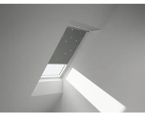 VELUX Verdunkelungsrollo Kids Mobile manuell Rahmen weiß DKL UK08 4665SWL - Rollos für optimale Verdunkelung, ideal für Schlaf- und Kinderzimmer. Mit Thermobeschichtung für fühlbaren Hitzeschutz und stufenloser Positionierung.