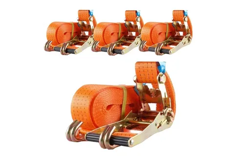 Baumarktplus 4x Profi Ratschen Spanngurt 8m 4000kg - Zubehör für Autoanhänger, professionelle 2-teilige Ratschenspanngurte mit TÜV-Zertifizierung für sichere Ladungssicherung bis 4000 kg, reißfest und stabil.