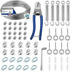 Stahlseil 40m 3mm Edelstahl M5 Seilspanner Ösen Rankhilfe 64